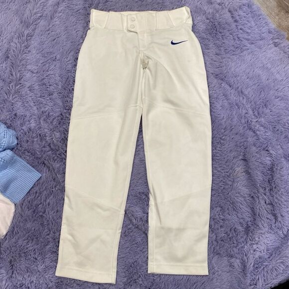 Nike Boys‎ White Baseball Pants with Blue Strips size Small - Picture 1 of 4